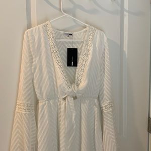 Fashion Nova White Chiffon Romper